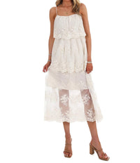 Storia - Heirloom Floral Tiered Lace Midi Dress