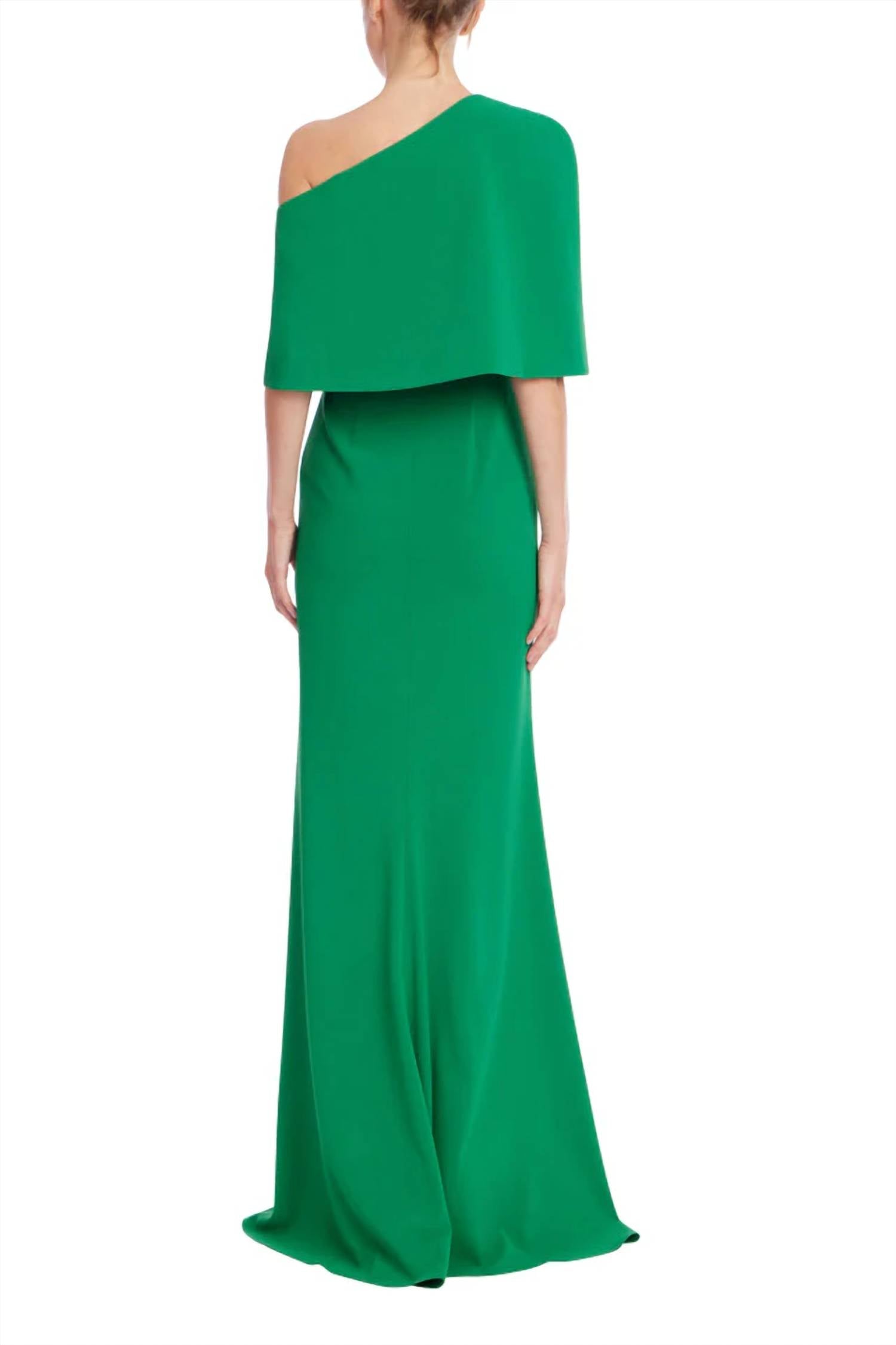Badgley Mischka - One-shoulder Drape Trumpet Gown