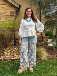 Whimsical Mimsy - Coastal Lace Flare Denim Jeans