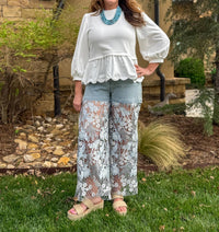 Whimsical Mimsy - Coastal Lace Flare Denim Jeans