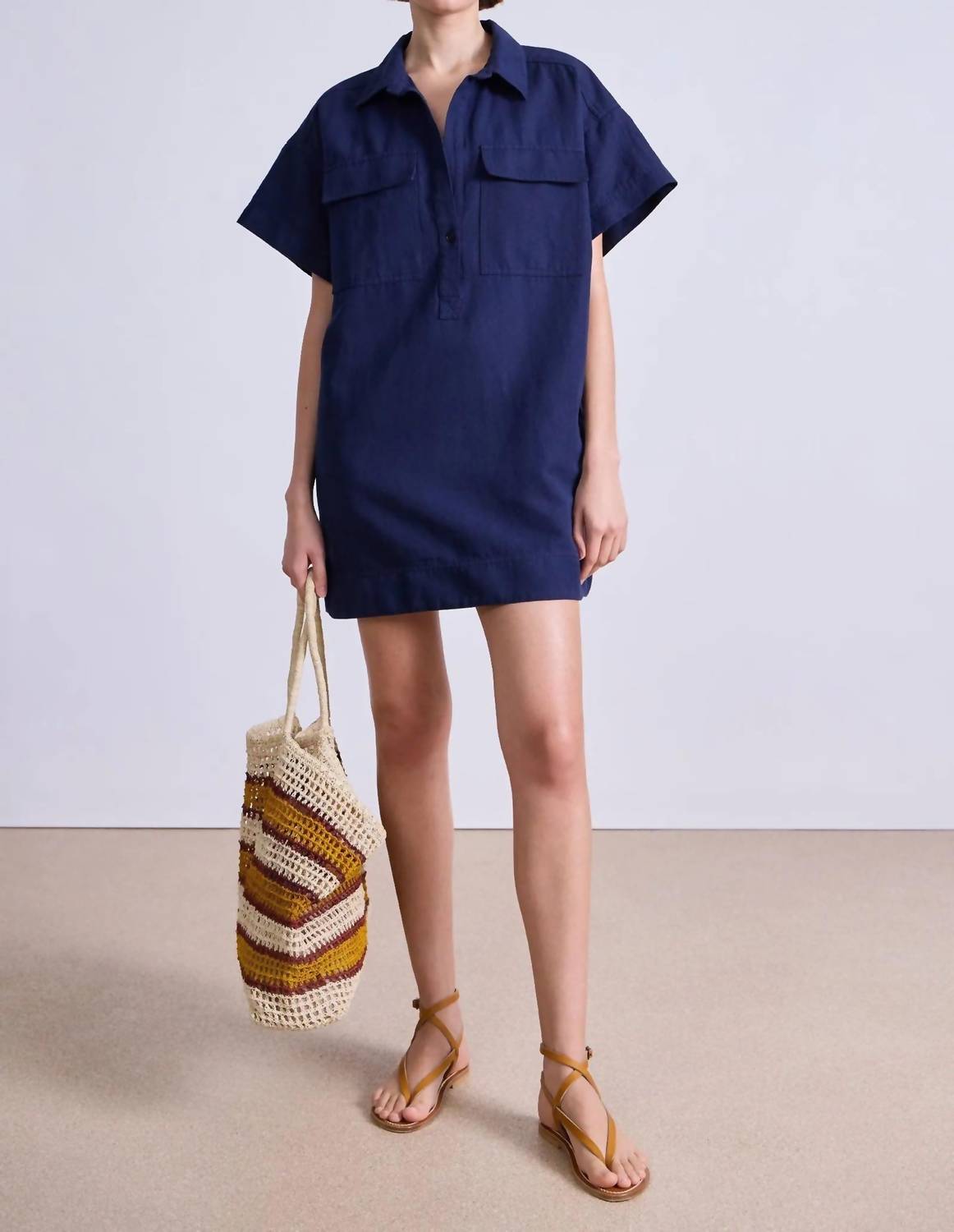 APIECE APART Stefana Shirt Dress in navy - women's dress