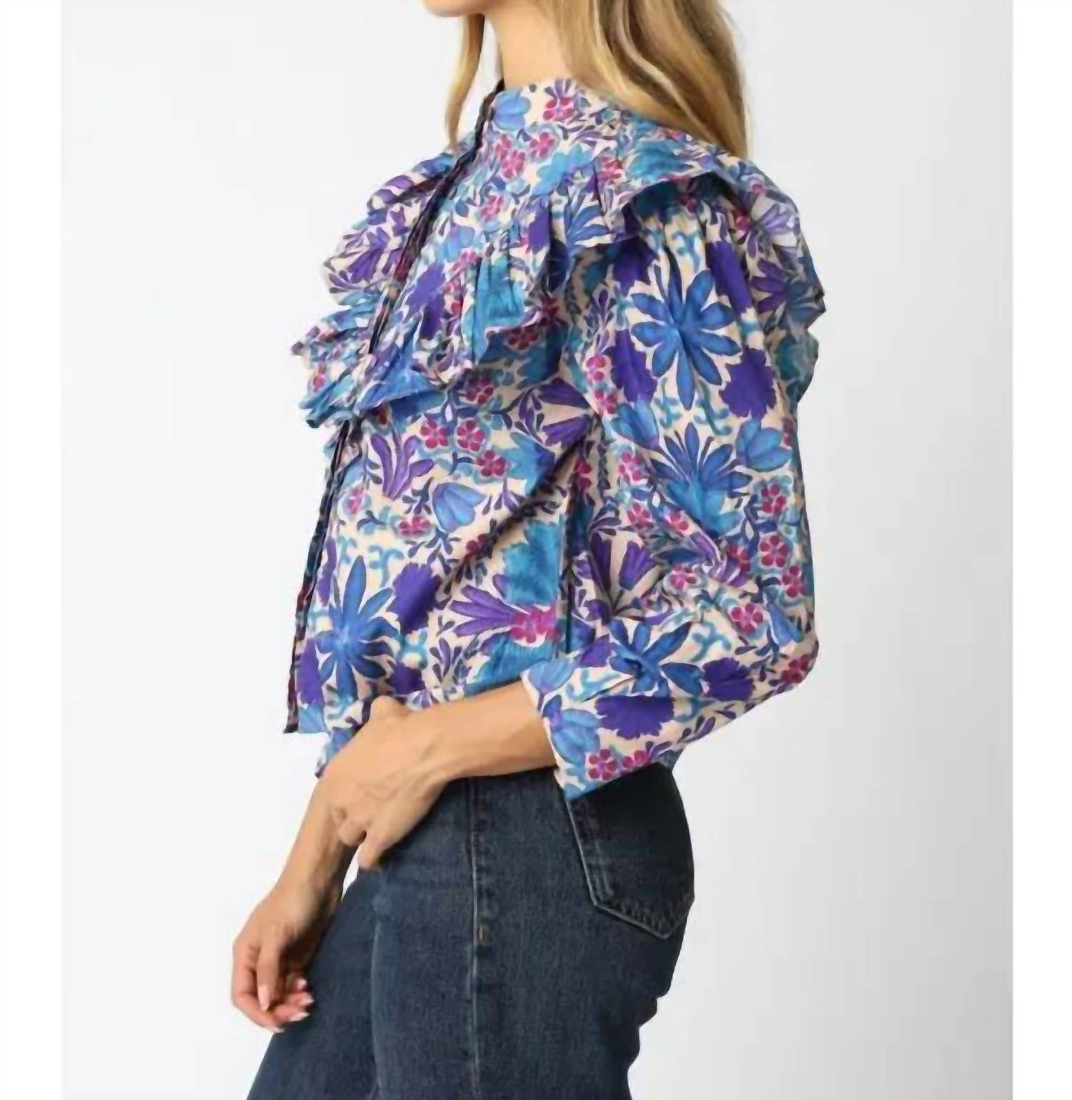 Olivaceous - Floral Ruffle Top