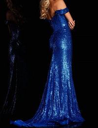 Jovani - Off The Shoulder High Slit Gown