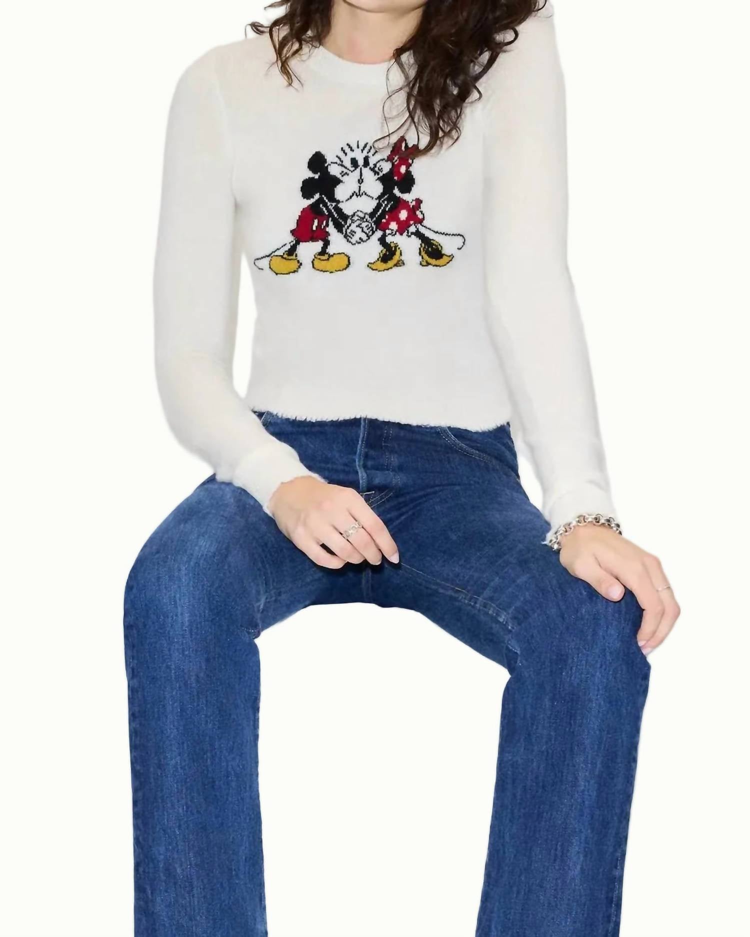Re/Done - Mickey And Minnie Cashmere Crewneck Tee