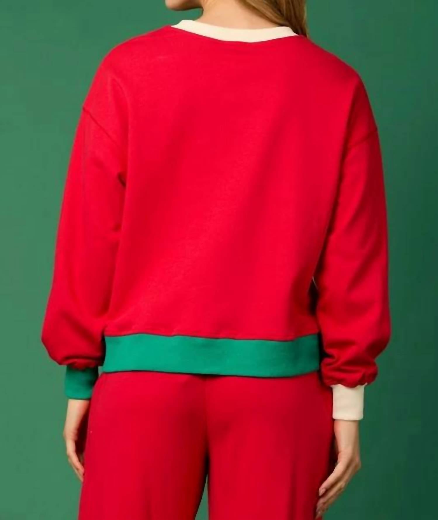 Fantastic Fawn - Sequin Santa Christmas Sweatshirt