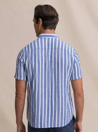 Southern Tide - Seamark Stripe Linen Rayon Short Sleeve Sport Shirt