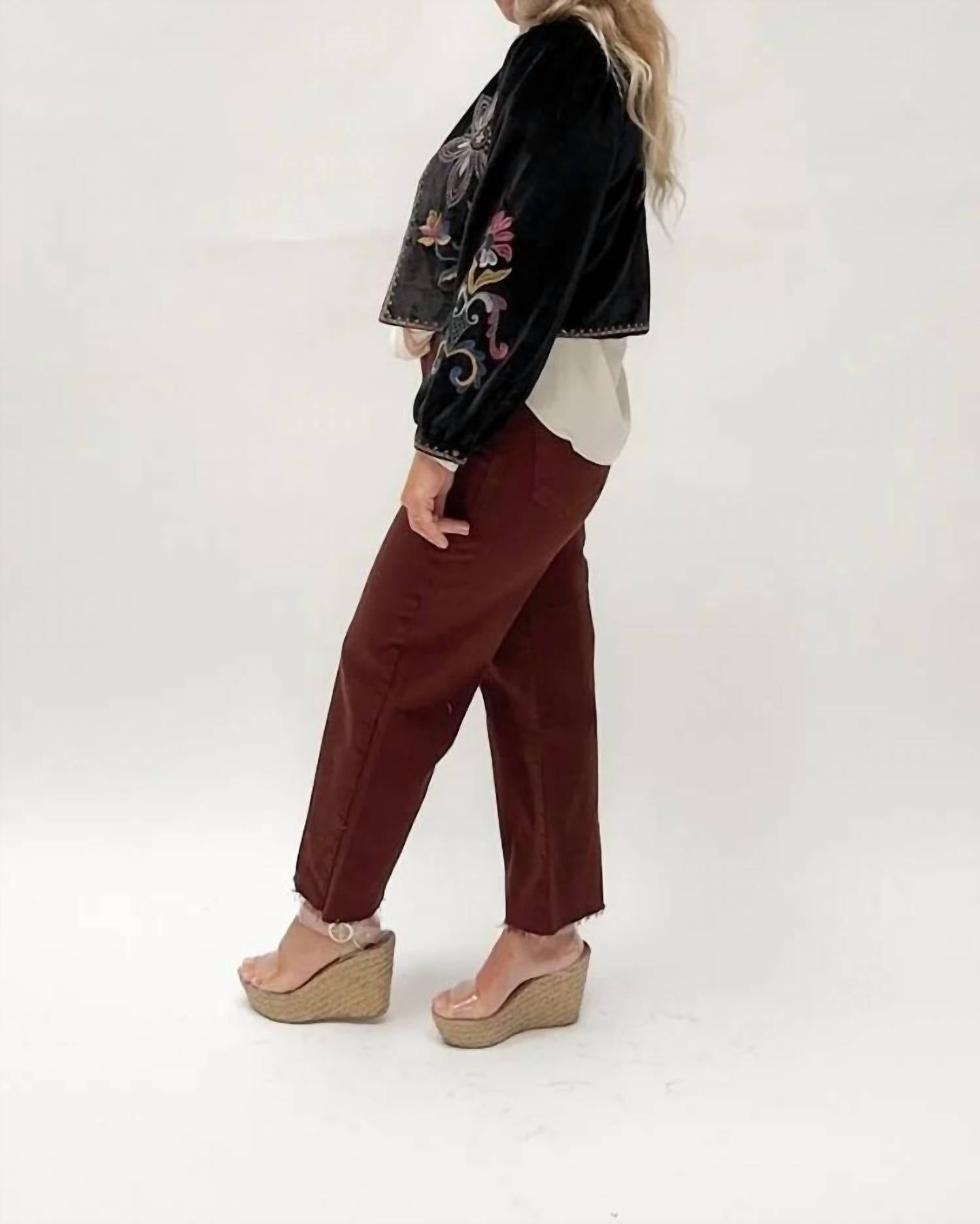 Modenaire - Floral Embroidered Bolero With Trim