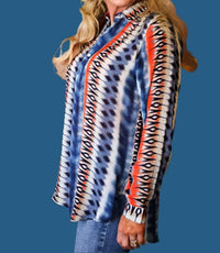 Apny - Western Flair Half Button-Up Pullover Tunic