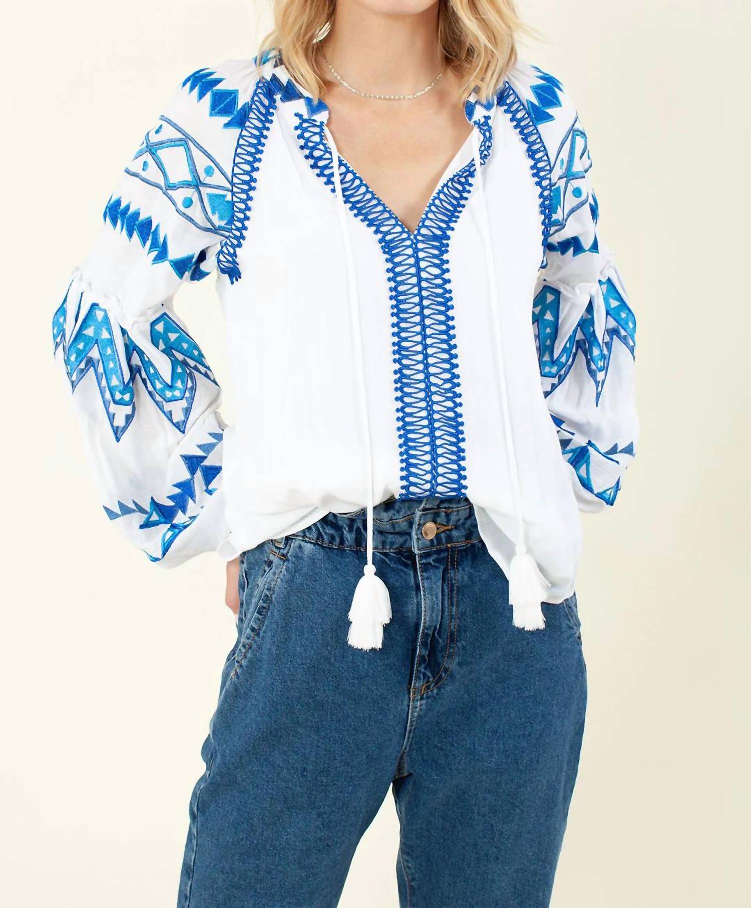 Hale Bob - terra embroidered top
