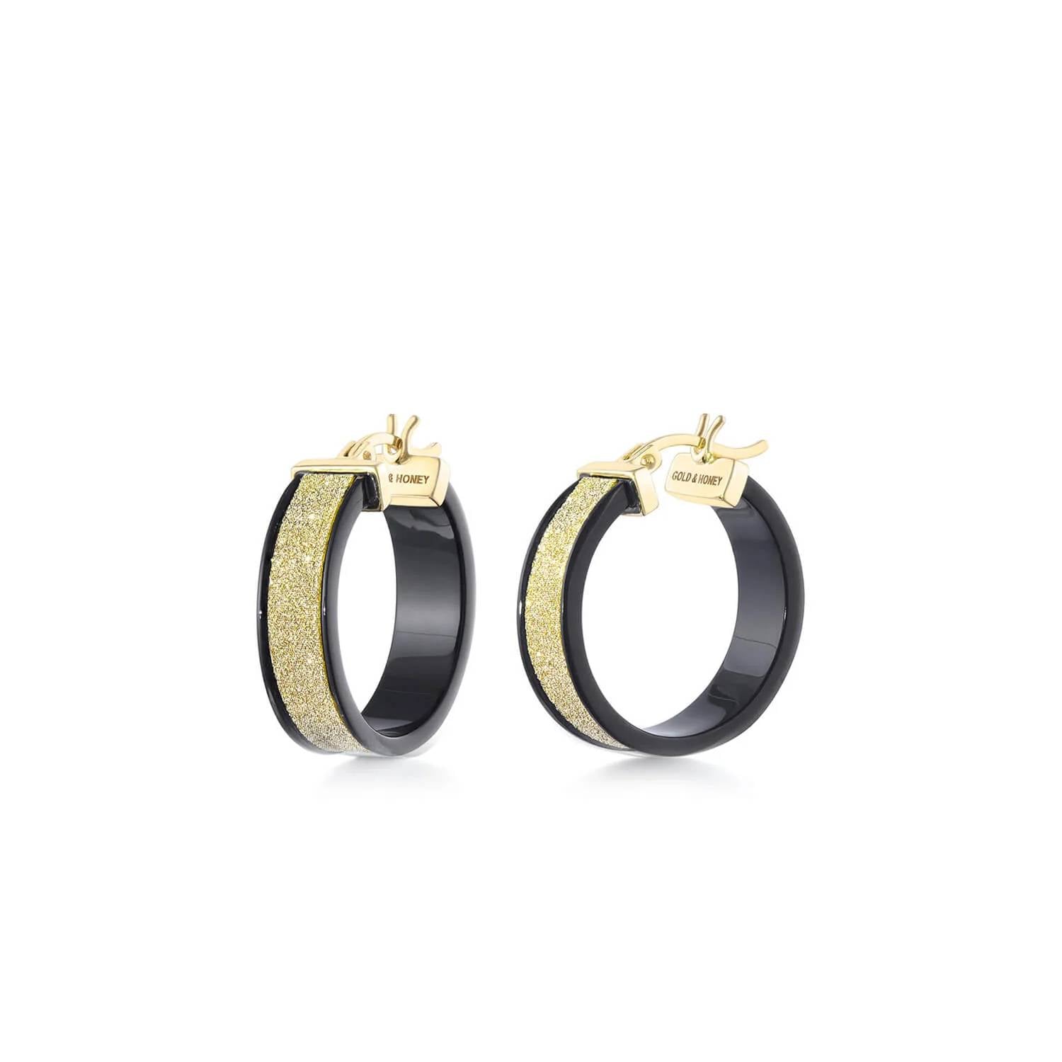 Gold & Honey - Women's Wide Glitter Lucite Hoop Earrings