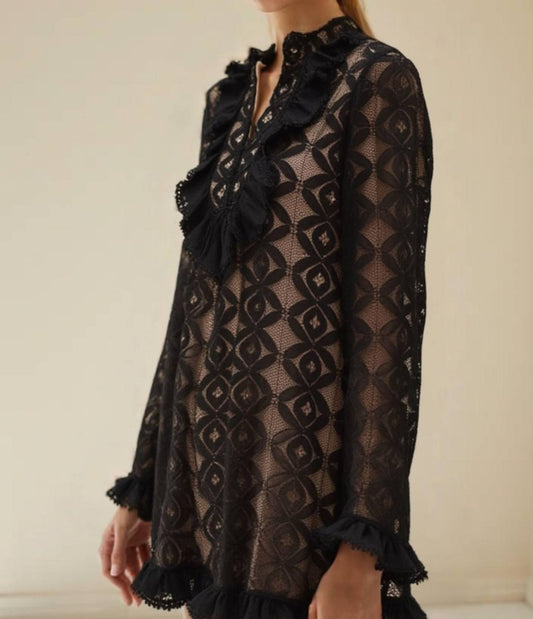 Akalia - Amber Puff Sleeve Flare Dress