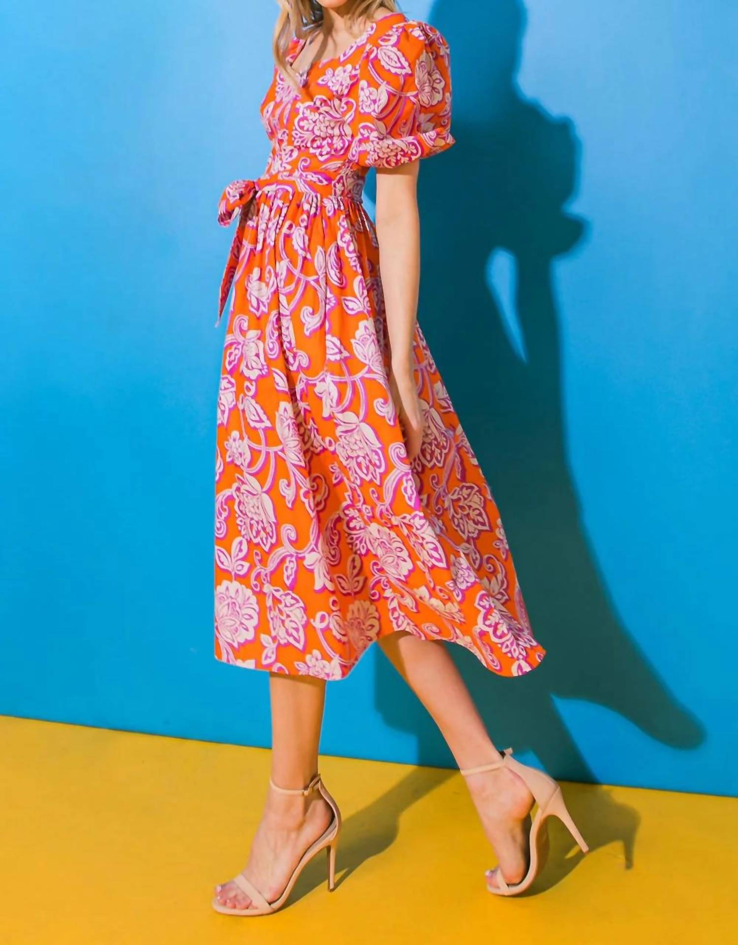 Flying Tomato - Printed Poplin Midi Dress