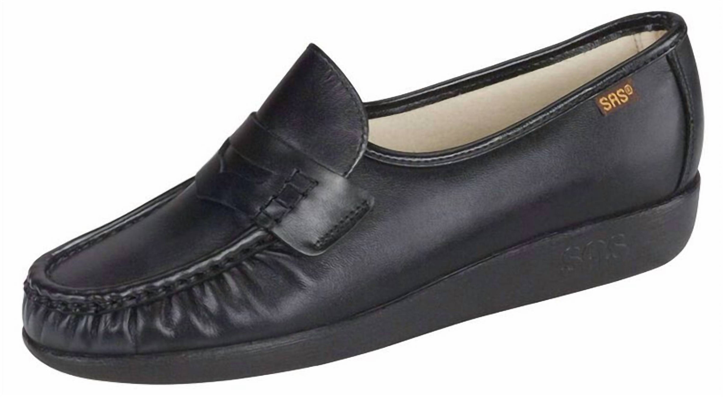 SAS Women's CLASSIC 0006-020 Moccasin - Narrow in black - women's flats - detail view