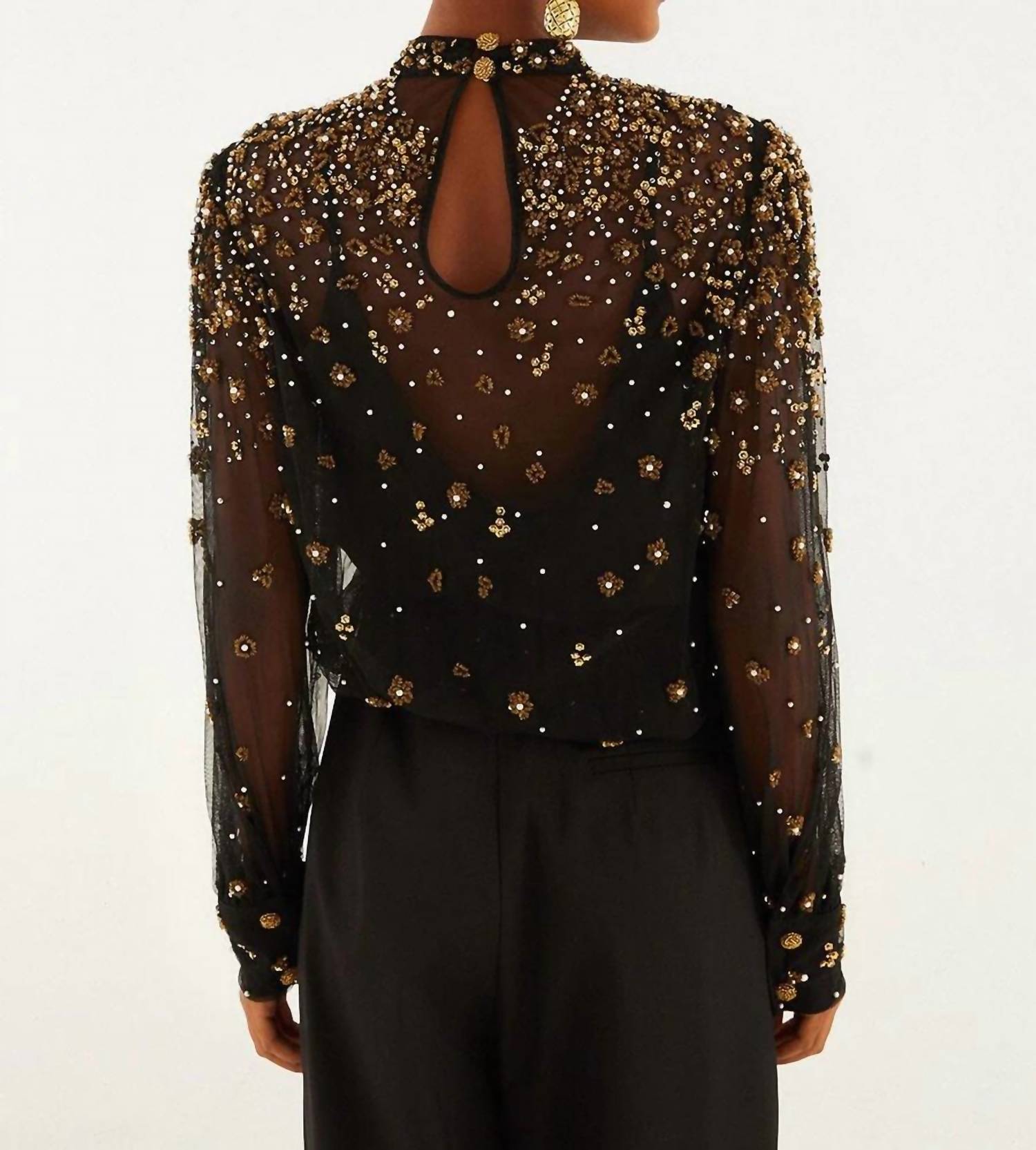 Farm Rio - Embroidered Bubble Tulle Blouse