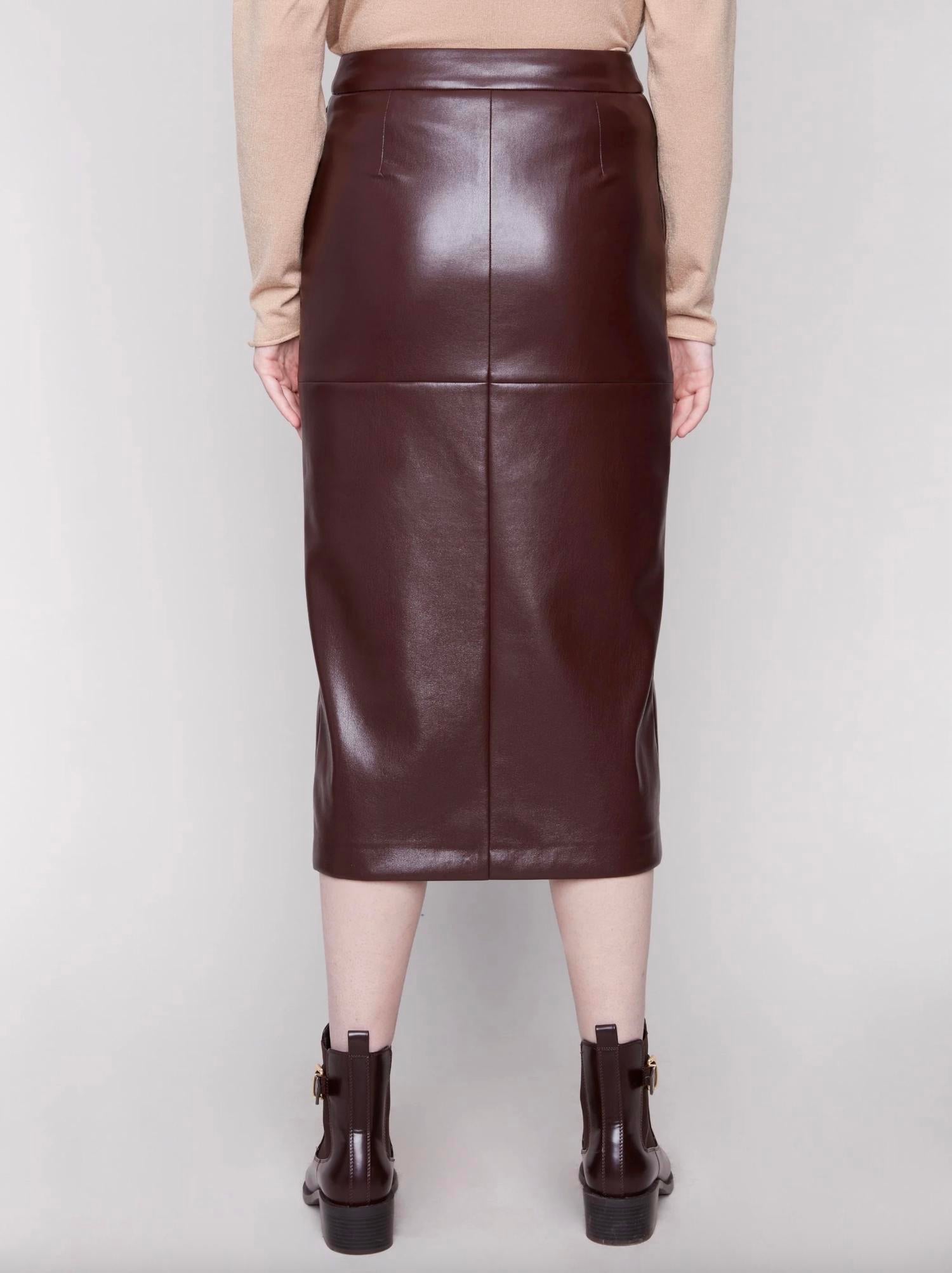 Charlie B - Faux Leather Midi Skirt