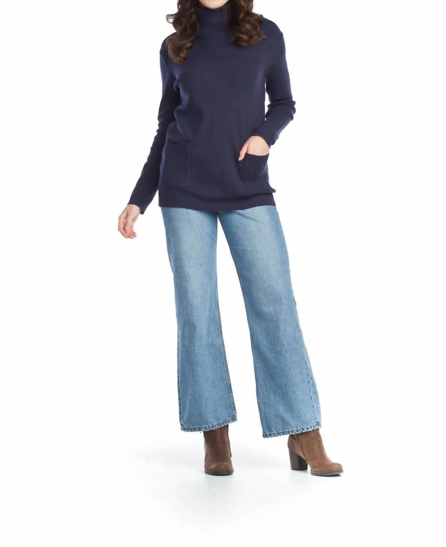 Papillon - Turtle Neck Sweater With Patch Pockets