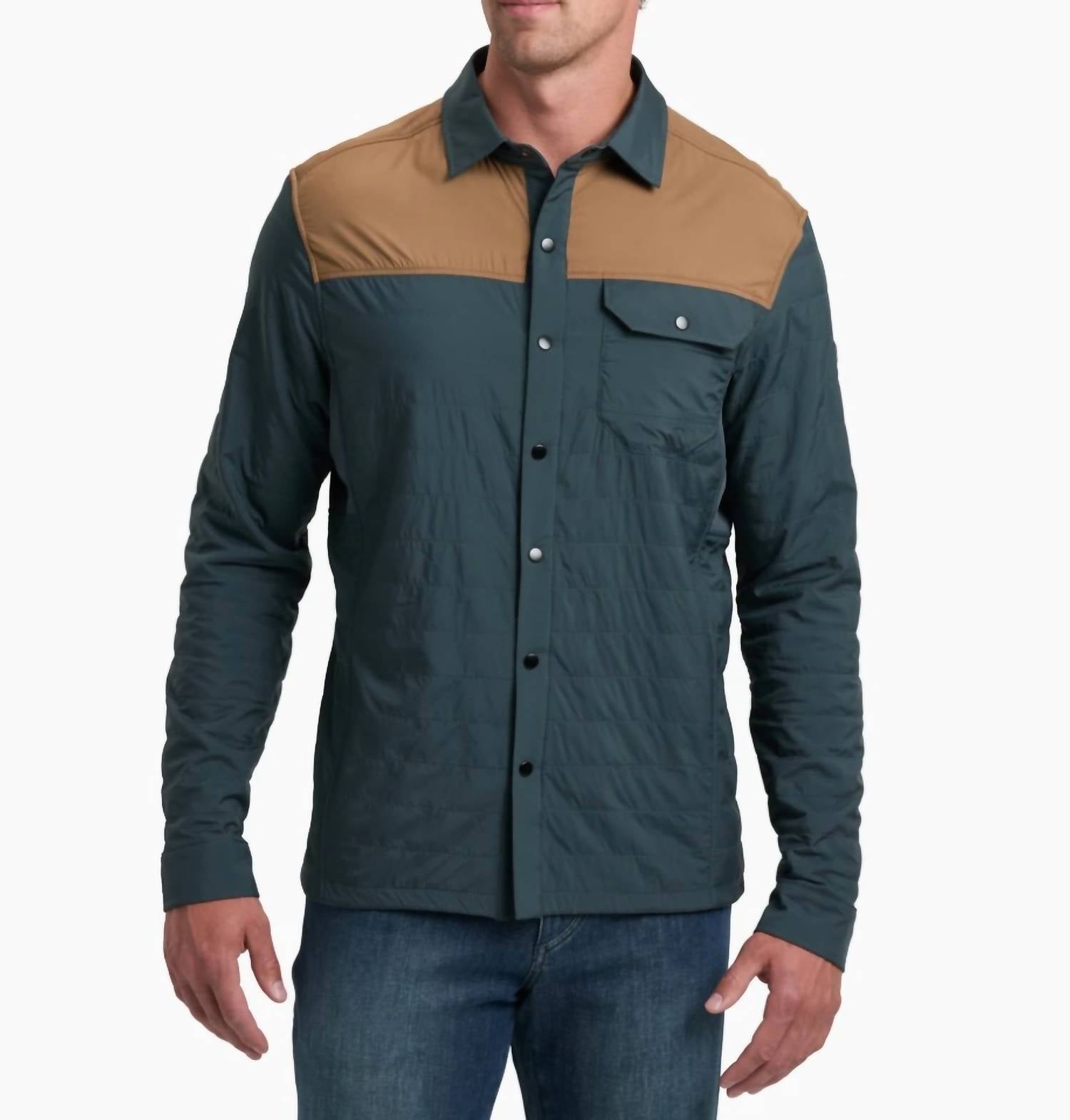 KUHL Men's The One Shirt Jacket in navy khaki - men's jacket