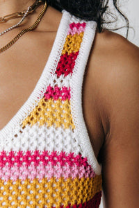 Colourful Rebel - Summer Sunset Crochet Knit Tank Dress