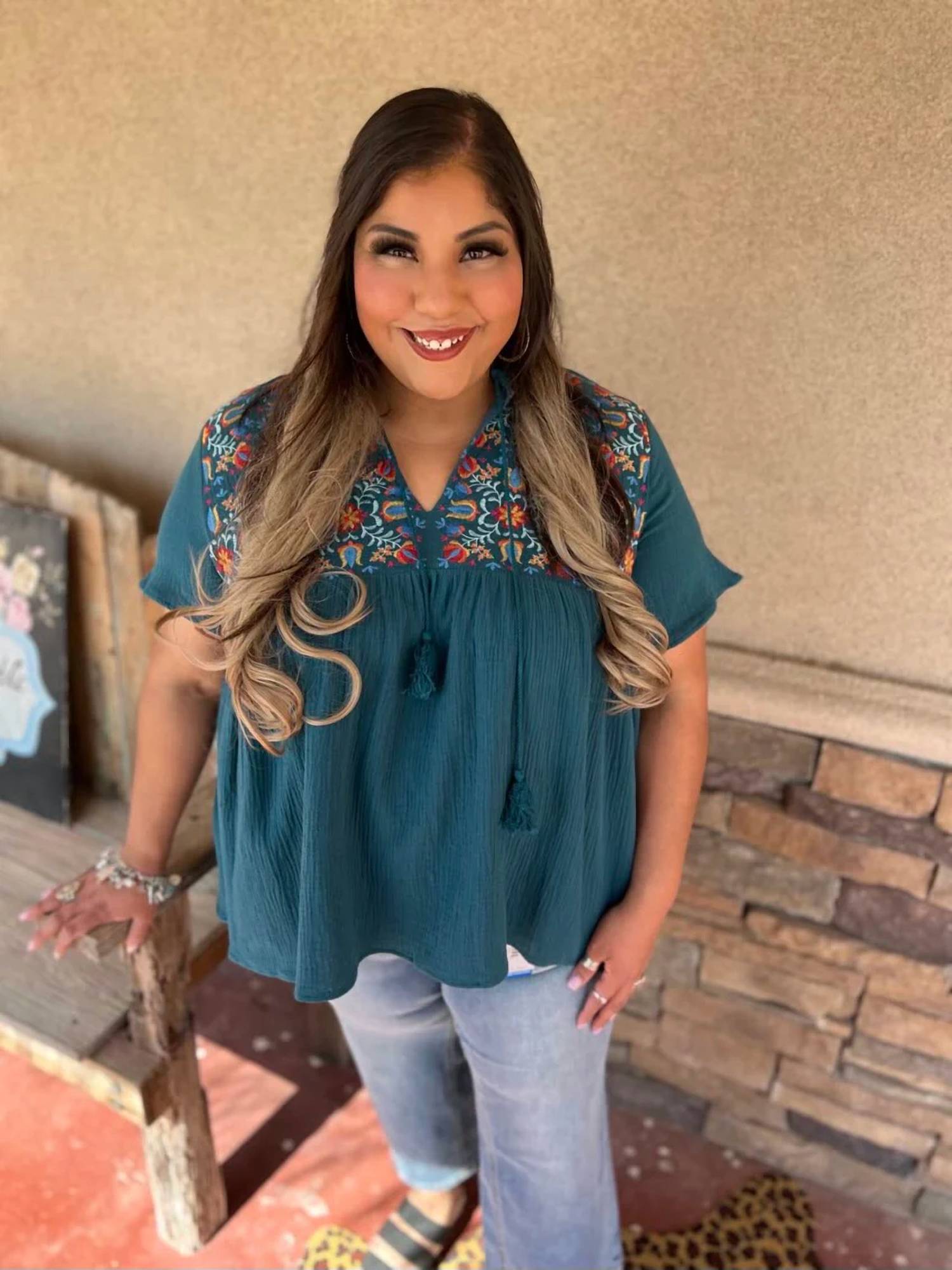 Rowdy Crowd - El Reno Embroidered Top