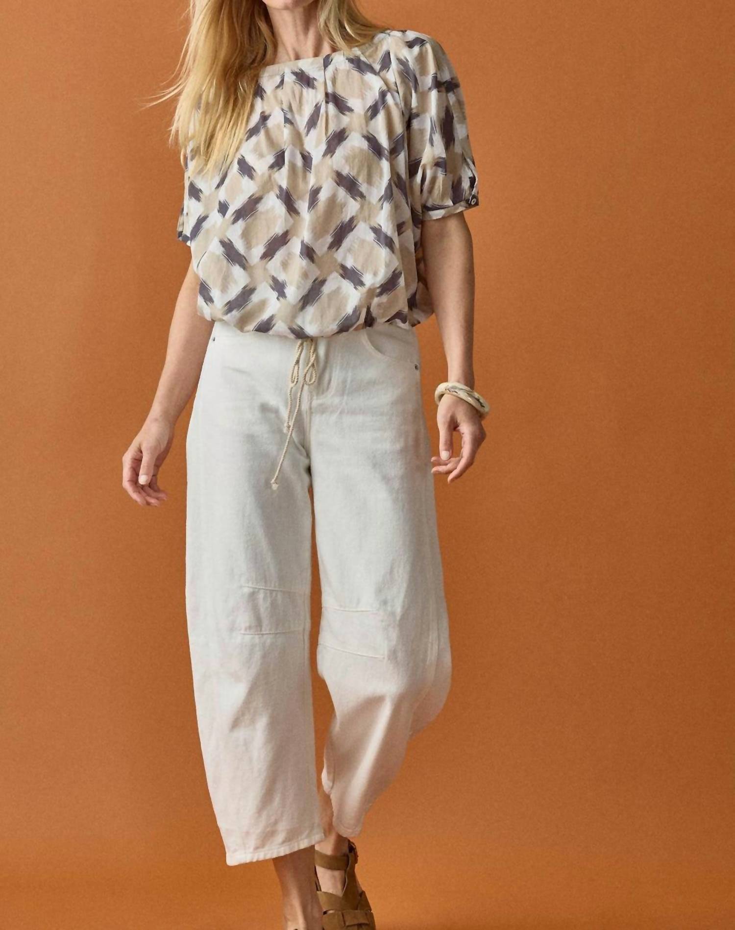 Lilla P - Short Sleeve Tie Waist Top