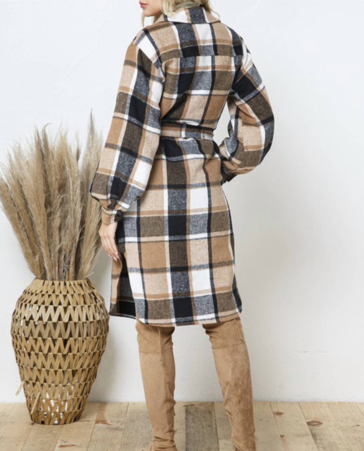 Blue B - Neive Plaid Tie Front Shacket