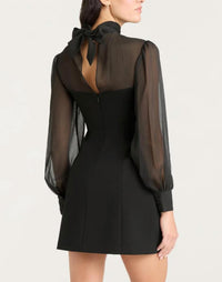 cinq a sept Fili Long Sleeve Mini Dress in black - women's dress - detail view