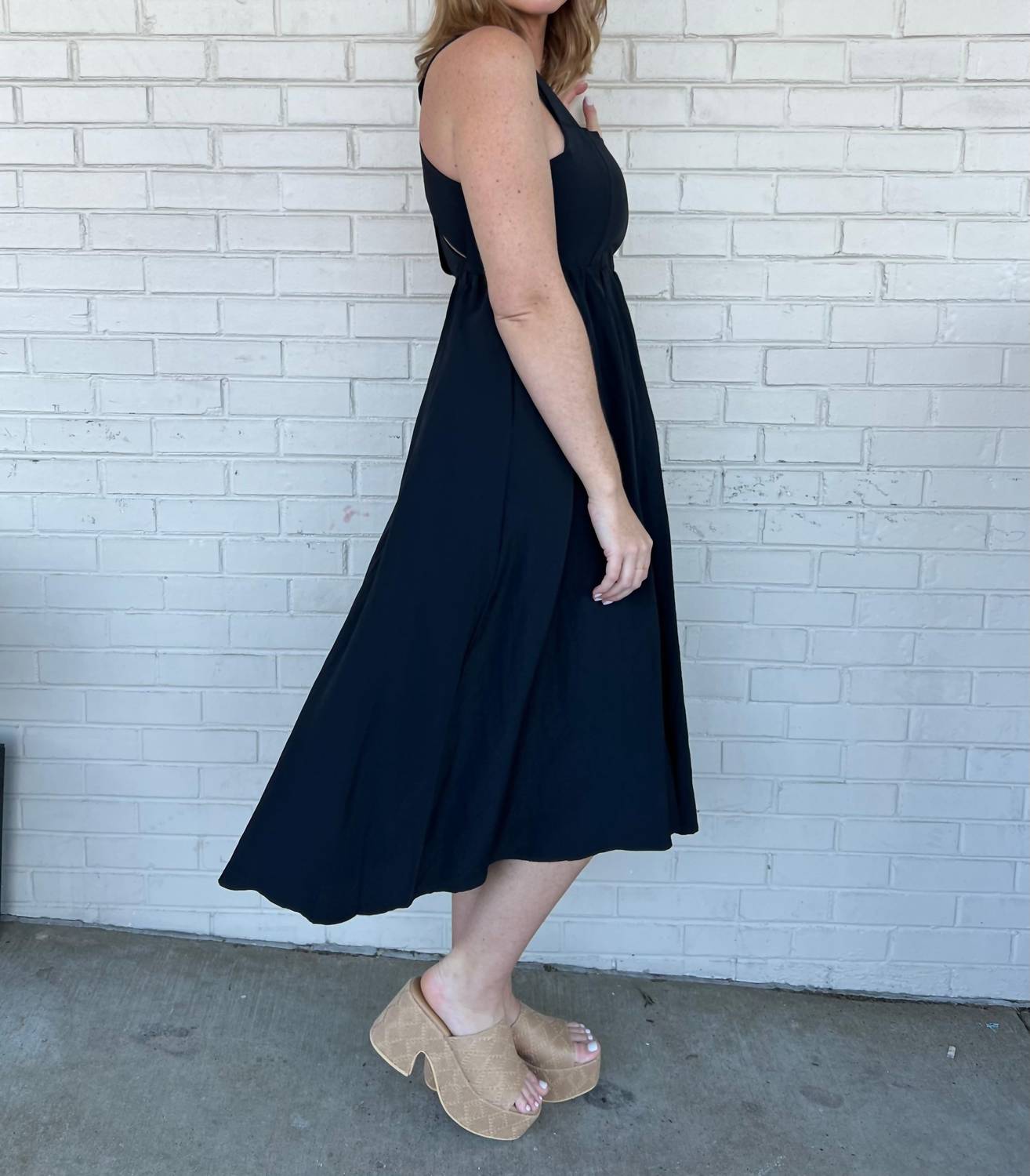 By Together - Classic Muse Flare Square Neck Midi Dress