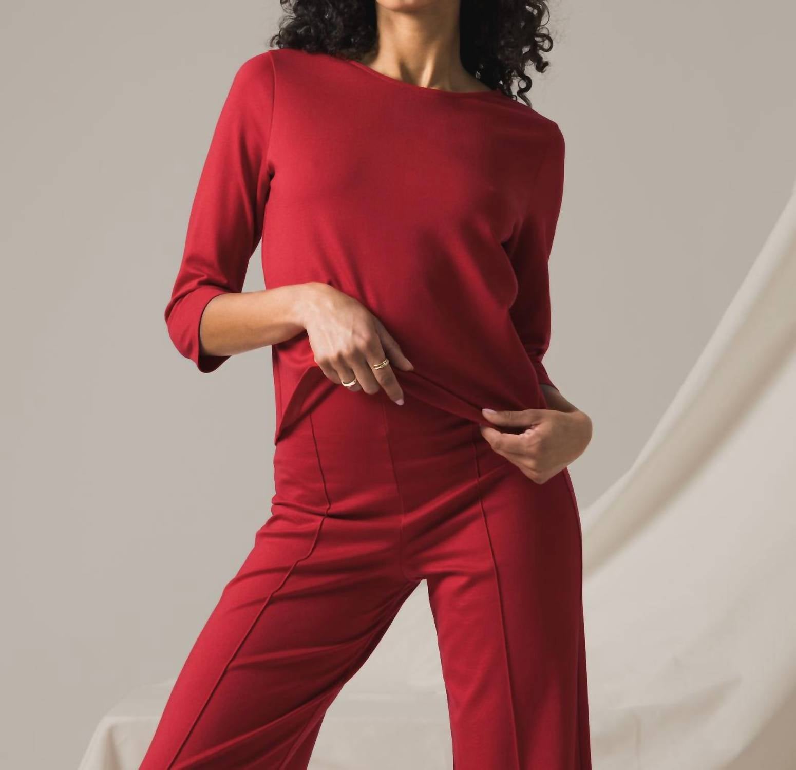 Ripley Rader - Ponte Knit Three-quarter Sleeve Top