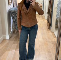 11 Uptown - Collarless Lamb Leather Zip Up Jacket