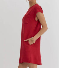 Entro - Quilted Round Neck Sleeveless Mini Dress
