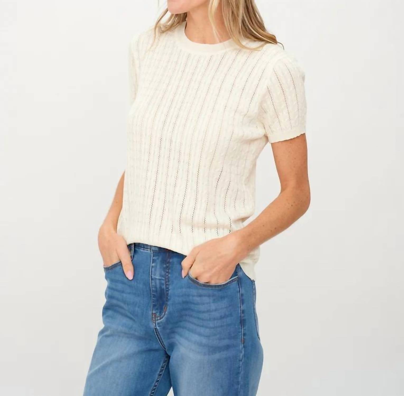 Six/Fifty - Six Fifty Ivory Natasha Cable Light Weight Sweater