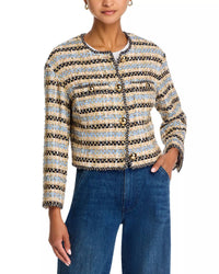 Veronica Beard Sumira Jacket in blue ivory - women's jacket - detail view