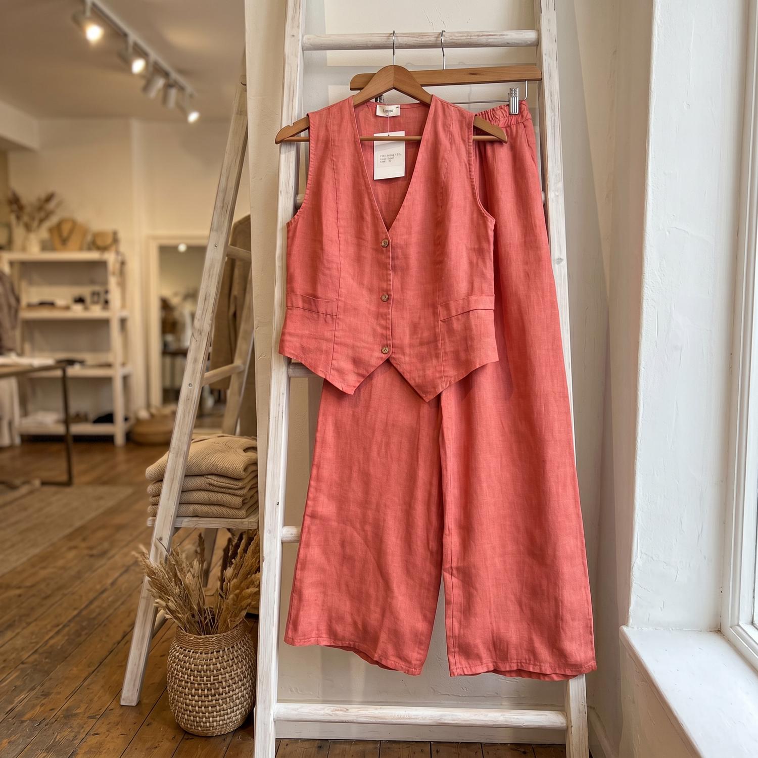 Made in Italy The Euro Linen Set in italy the euro linen set in rosewood - women's sleepwear - alternate view