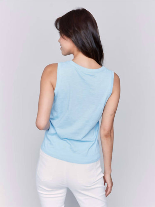 Charlie B - Solid Cotton Slub With Knot Detail Tank Top