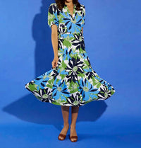 JUDE CONNALLY Portia Dress in navy green white - women's dress