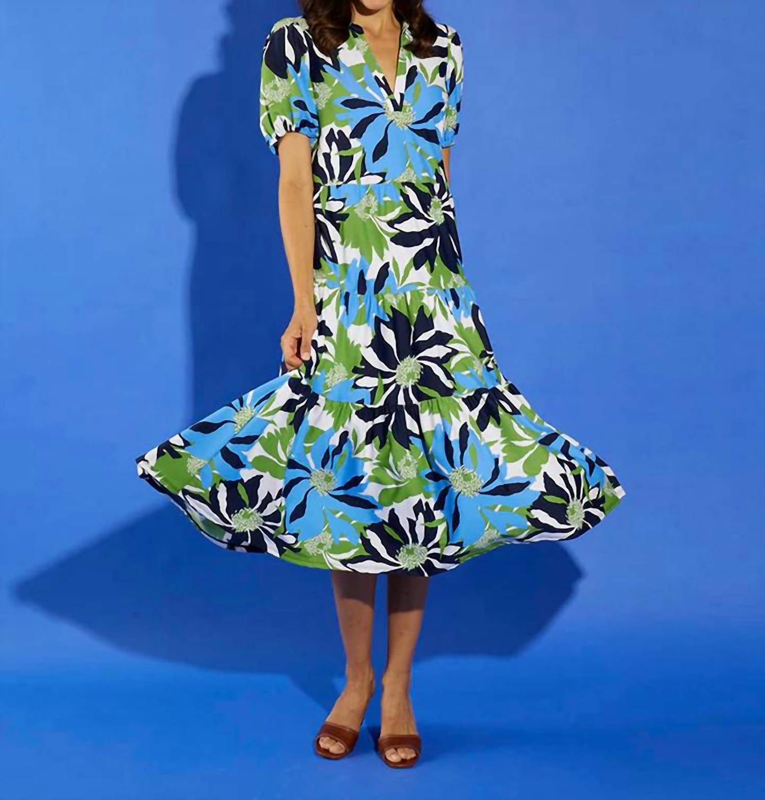 JUDE CONNALLY Portia Dress in navy green white - women's dress