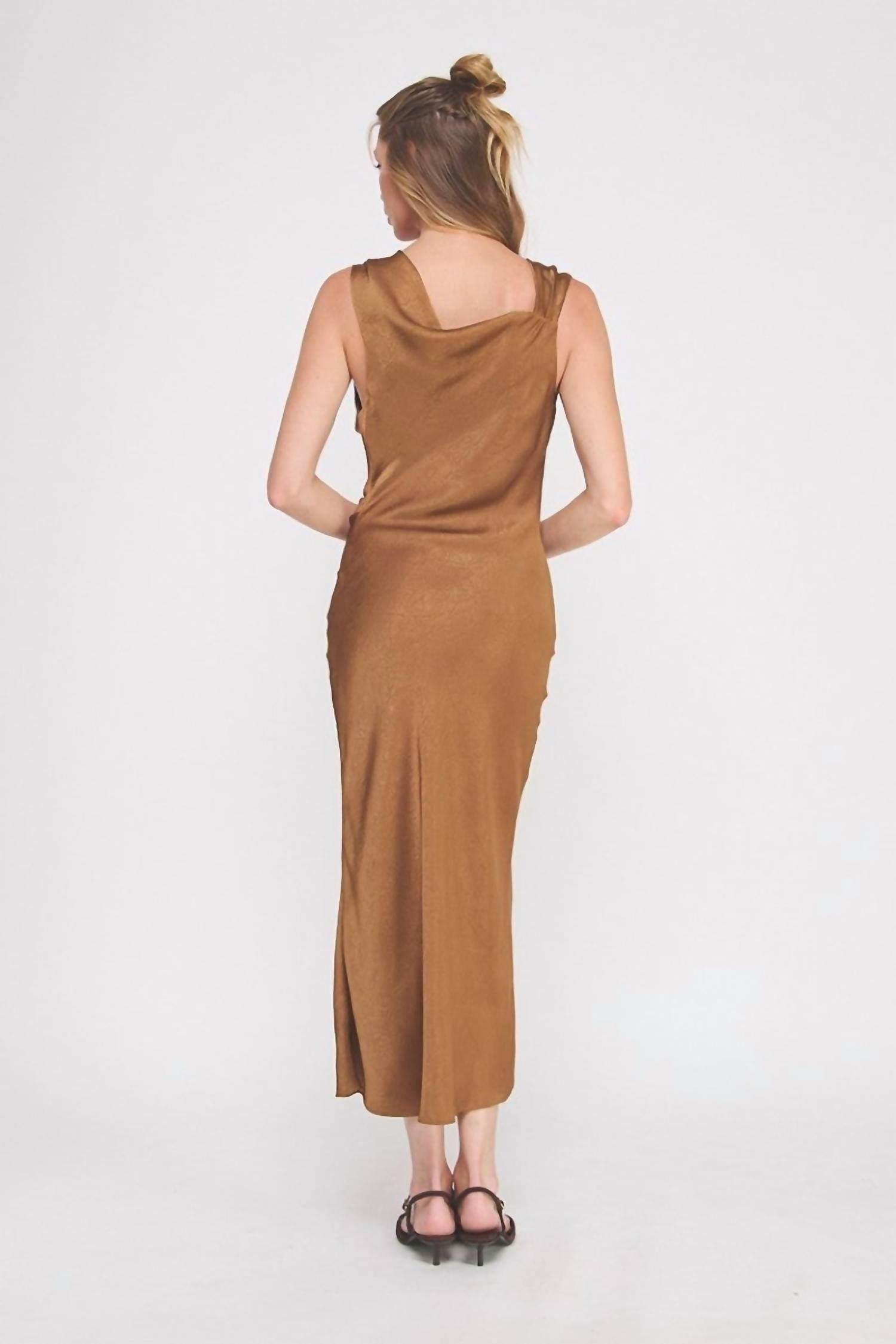 Allie Rose - Draped Midi Dress With Brooch Detail