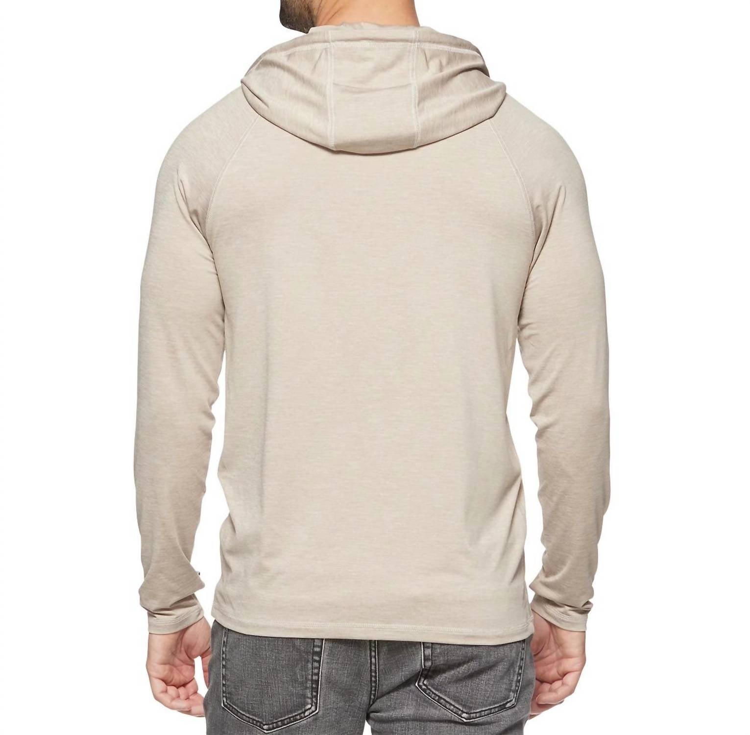 Flags & Anthem Vick Performance Hoodie in oat - men's shirt - detail view