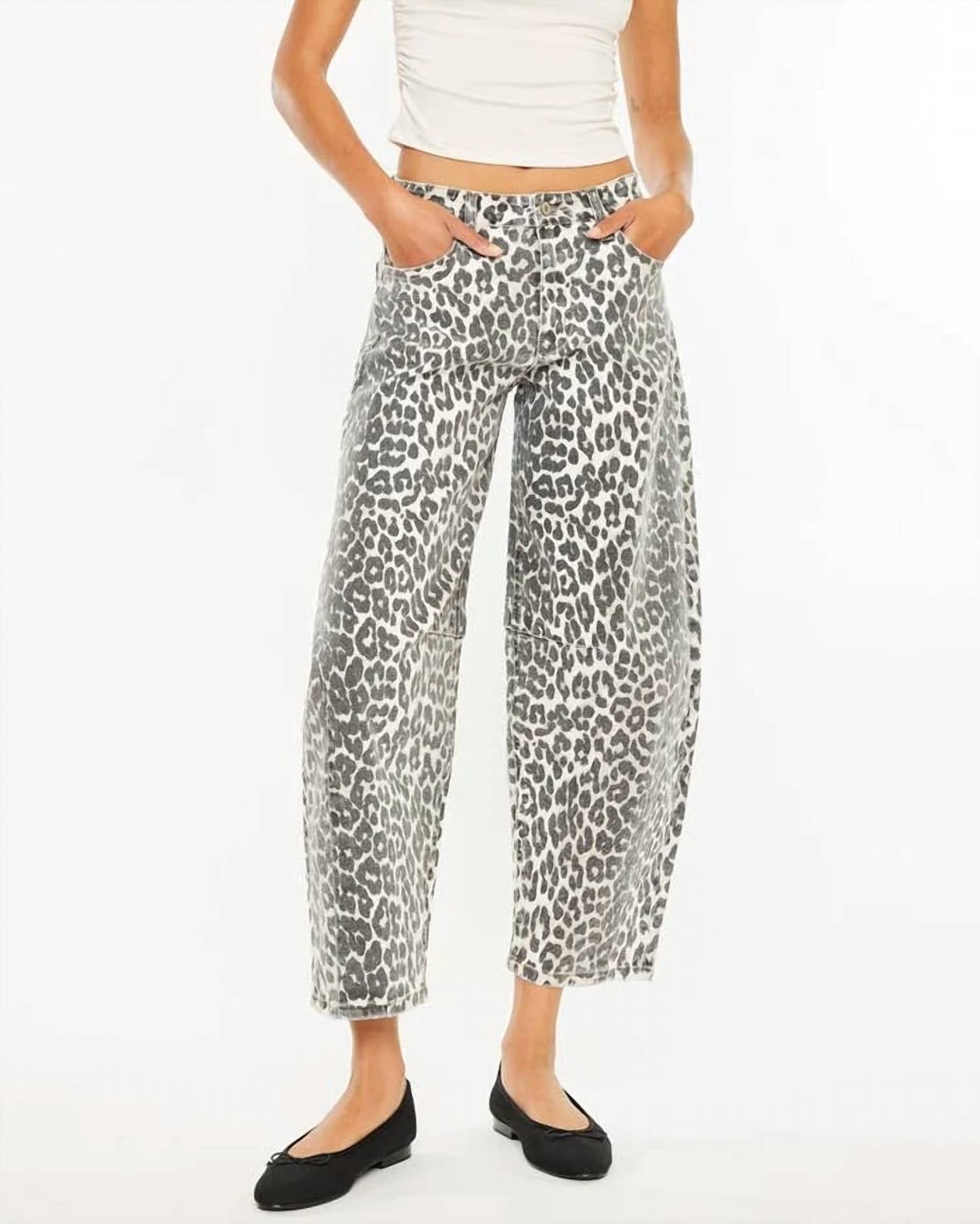 Kancan - High Rise Leopard Horseshoe Jeans