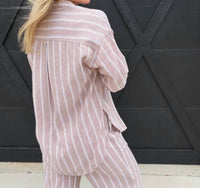 Ee:Some - Soft Washed Striped Button Down Shirt
