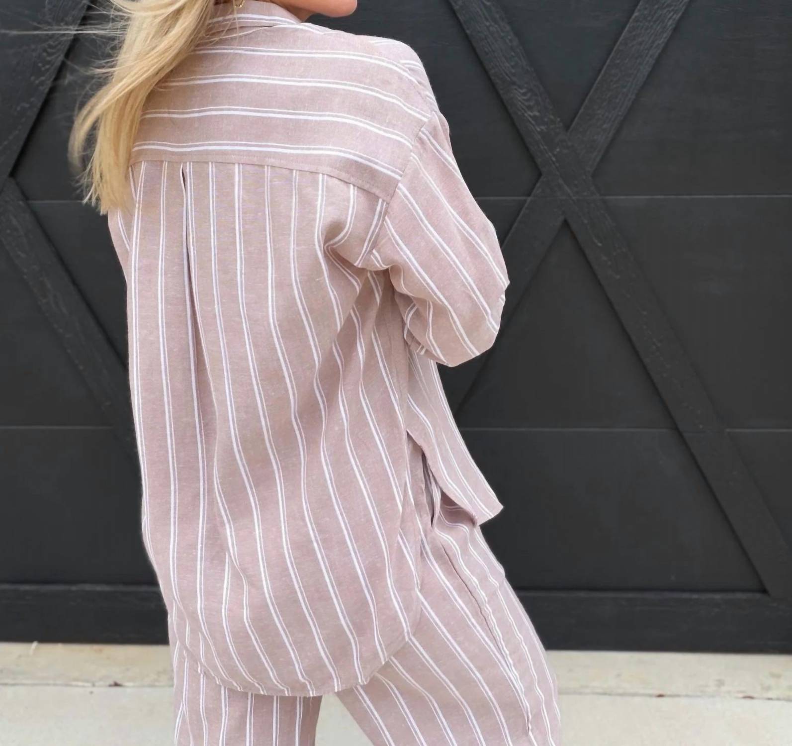 Ee:Some - Soft Washed Striped Button Down Shirt