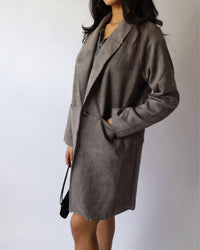 Hyfve - Single Button Faux Suede Blazer Coat
