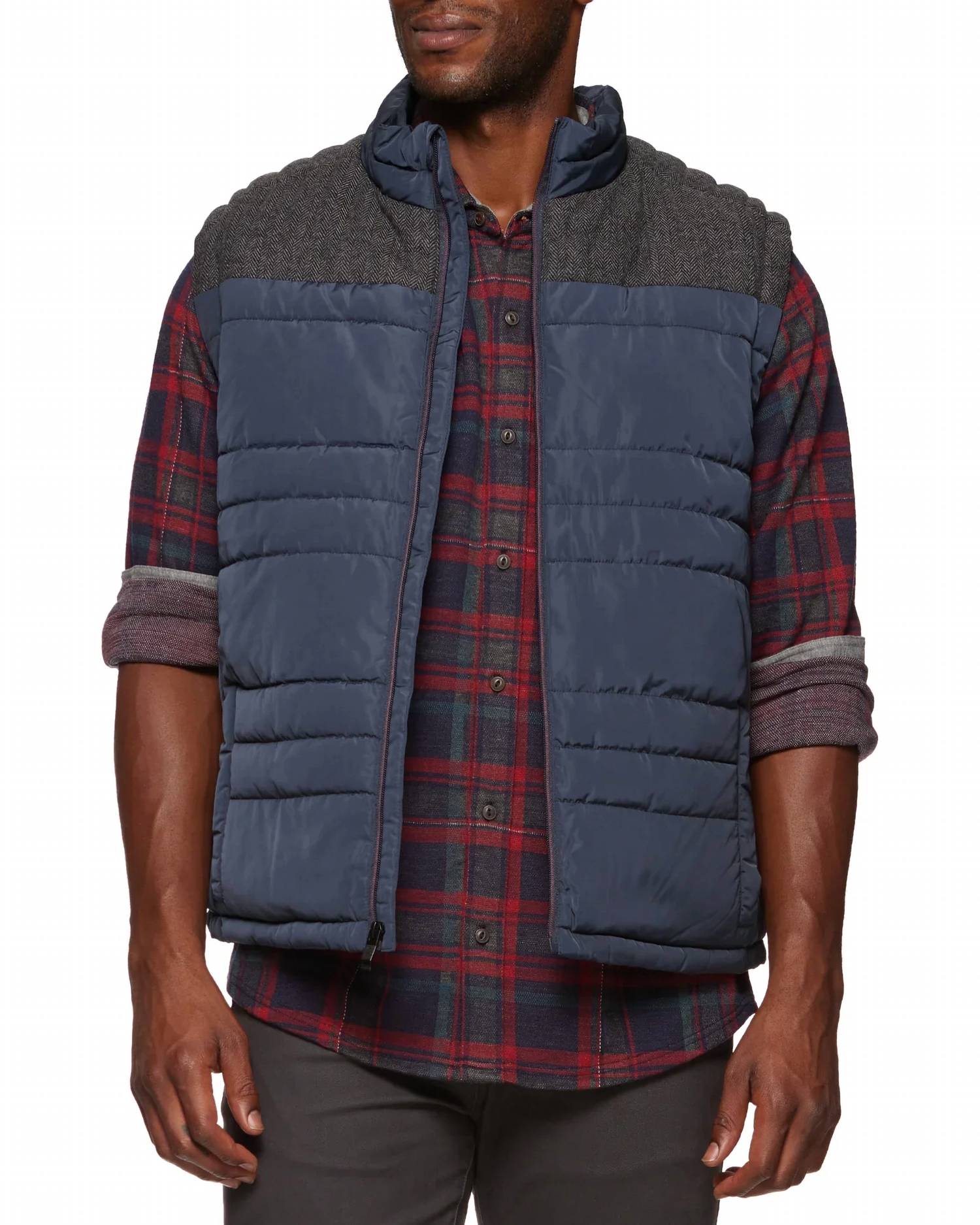 Fairfax & Favor - Mixed Media Zip Up Puffer Vest