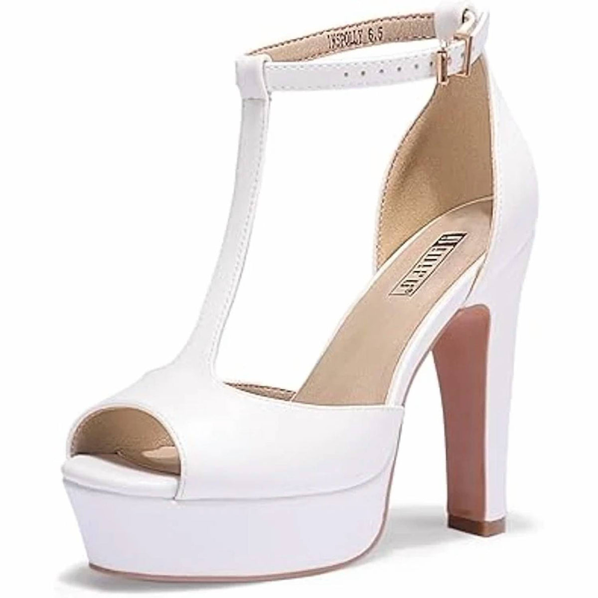 Idifu - Women's Peep Toe Ankle T Strap Platform Heels