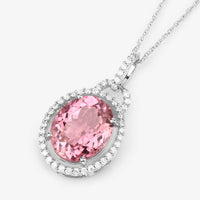 Diana M Jewels Women's Oval Natural Tourmaline Pendant Necklace (3.90 Ct) - Signature Plus in 14k white gold - women's jewelry - detail view