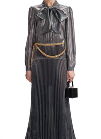 Self-Portrait - Pussy Bow Maxi Dress