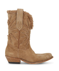 GOLDEN GOOSE Women's Wish Star Low Inlay Elk Suede Boots in brown beige - women's shoe