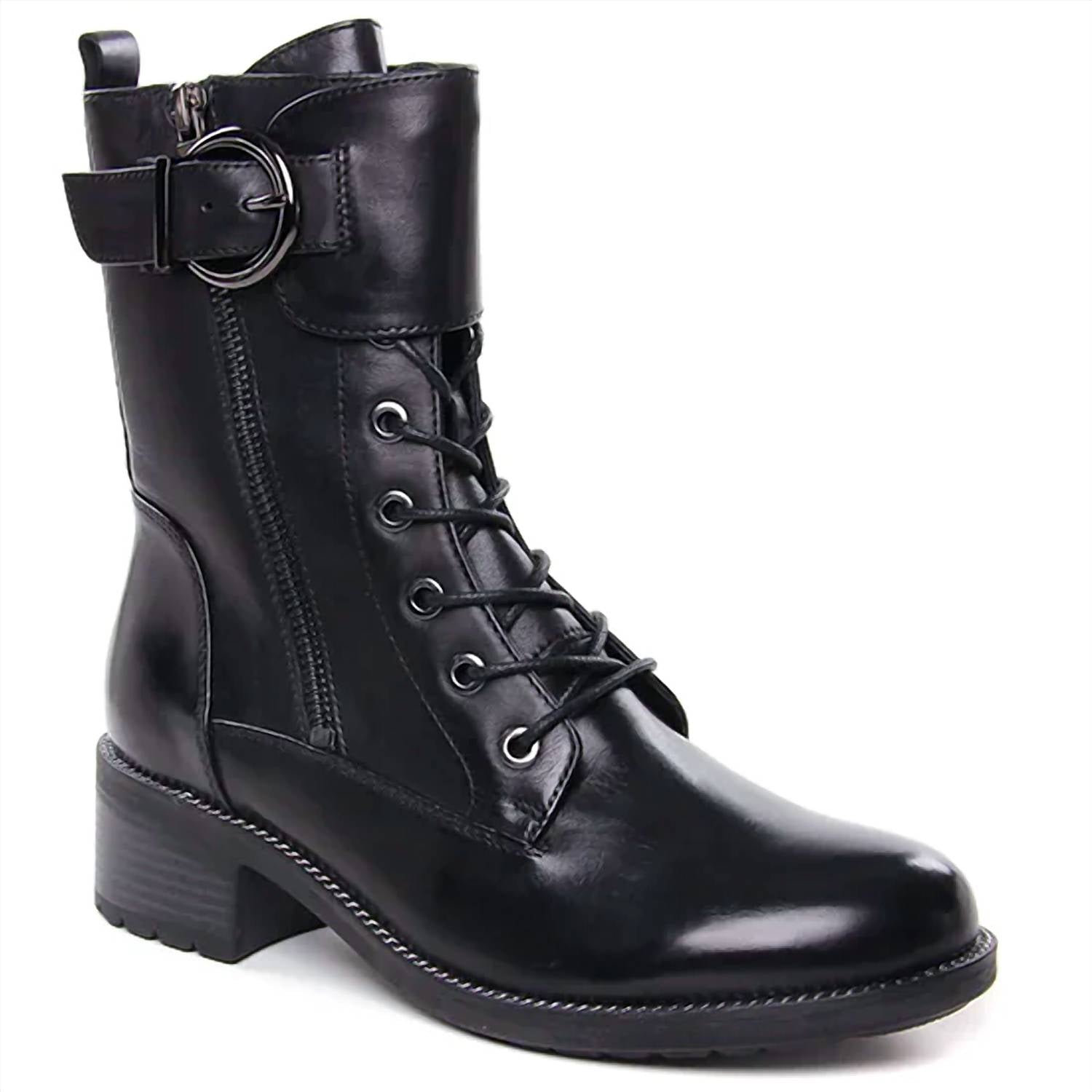 Regarde Le Ciel Women's Emily Moto Boots in delice black silver - women's shoe