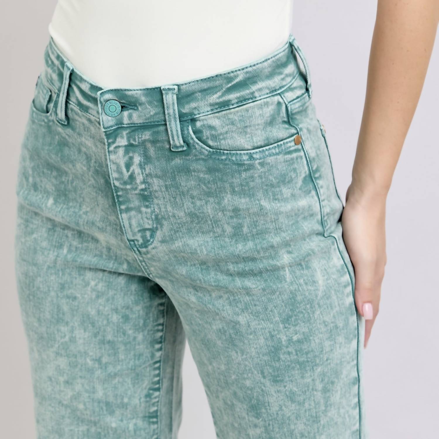 Judy Blue - High-waisted Garment-dyed Raw Hem Dad Jeans