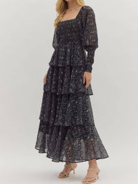 Entro - Tiered Puff Sleeved Floral Maxi Dress